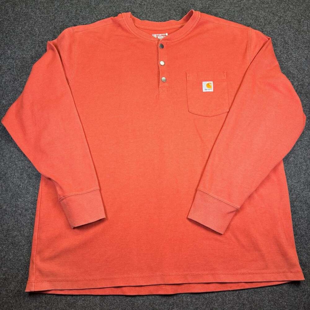 Carhartt Relaxed Fit Heavyweight Long-Sleeve Henley Pocket Thermal Shirt 3XL Bur